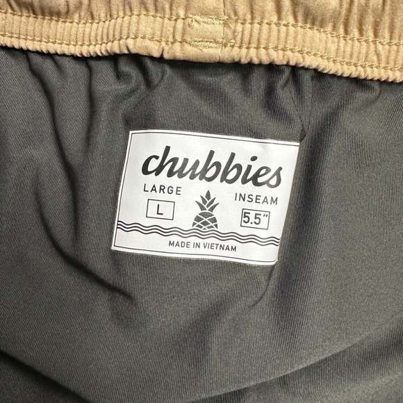 Chubbies Everywear Shorts Mens Large Tan Khaki Heathered 5.5" Inseam Elastic - Picture 4 of 6